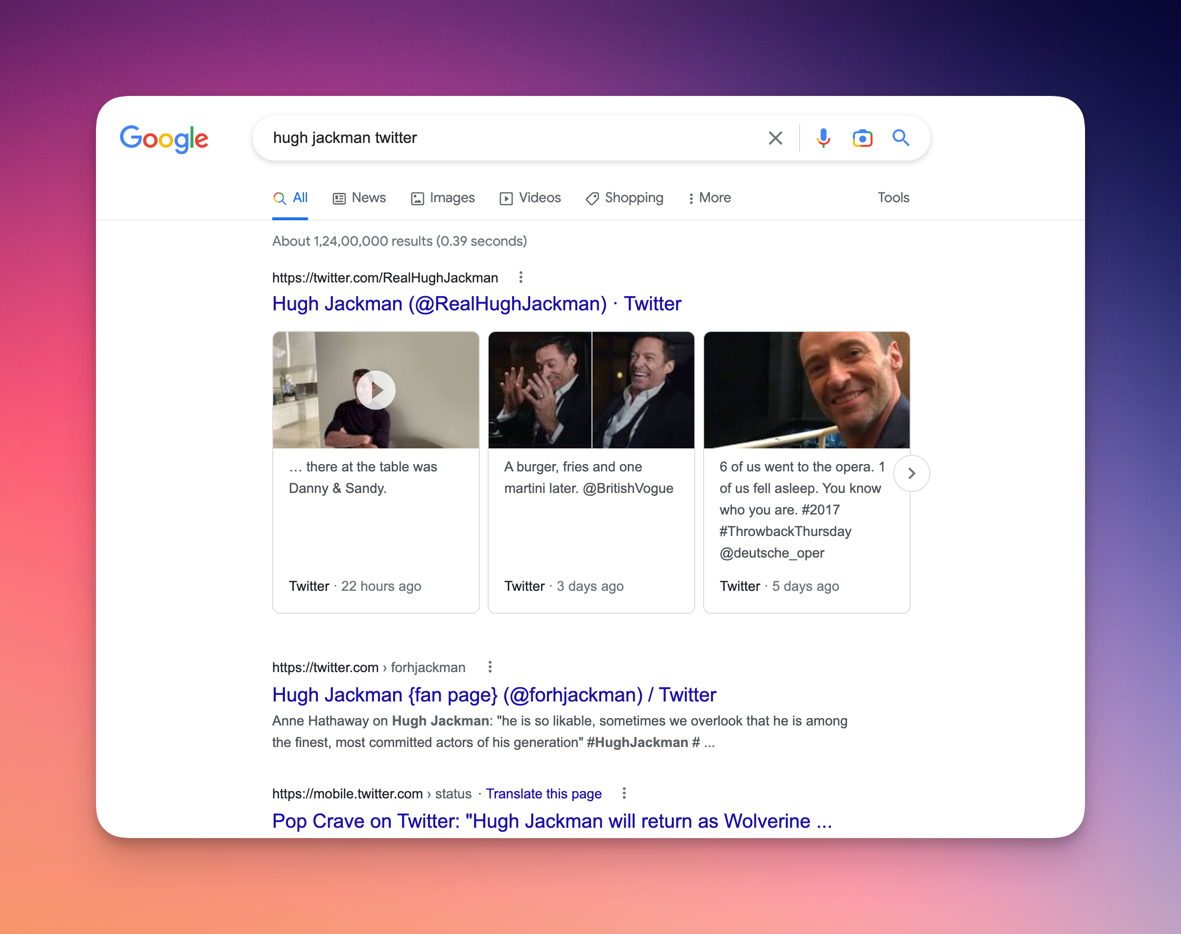 Remote.tools shows a screenshot of Hugh Jackman's Twitter profile in Google search. This is useful to find someone's profile & check if that person has blocked you on social platform