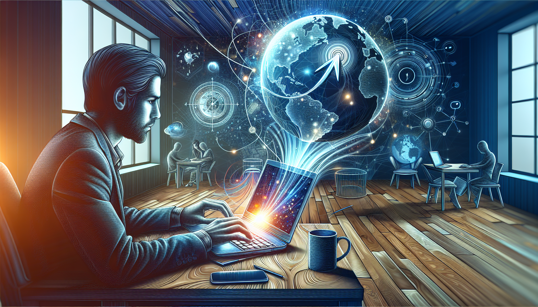 Illustration of a person writing a blog post