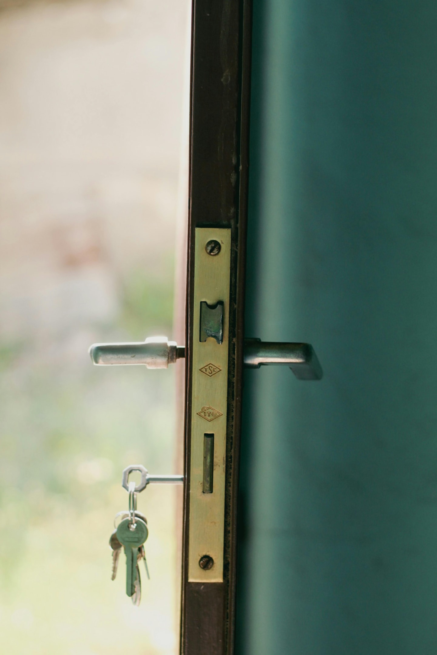 Keys in door to distressed property. 