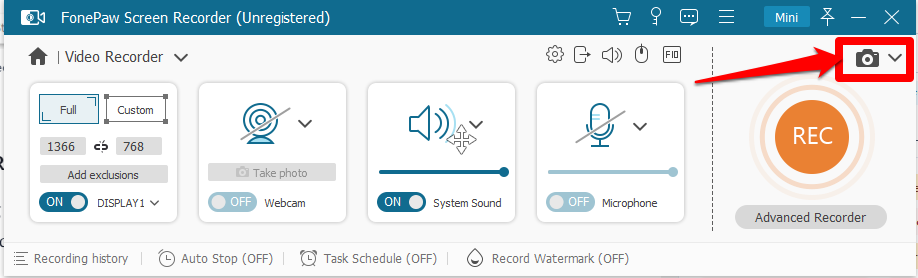 Customizing your recording area using the Fonepaw app