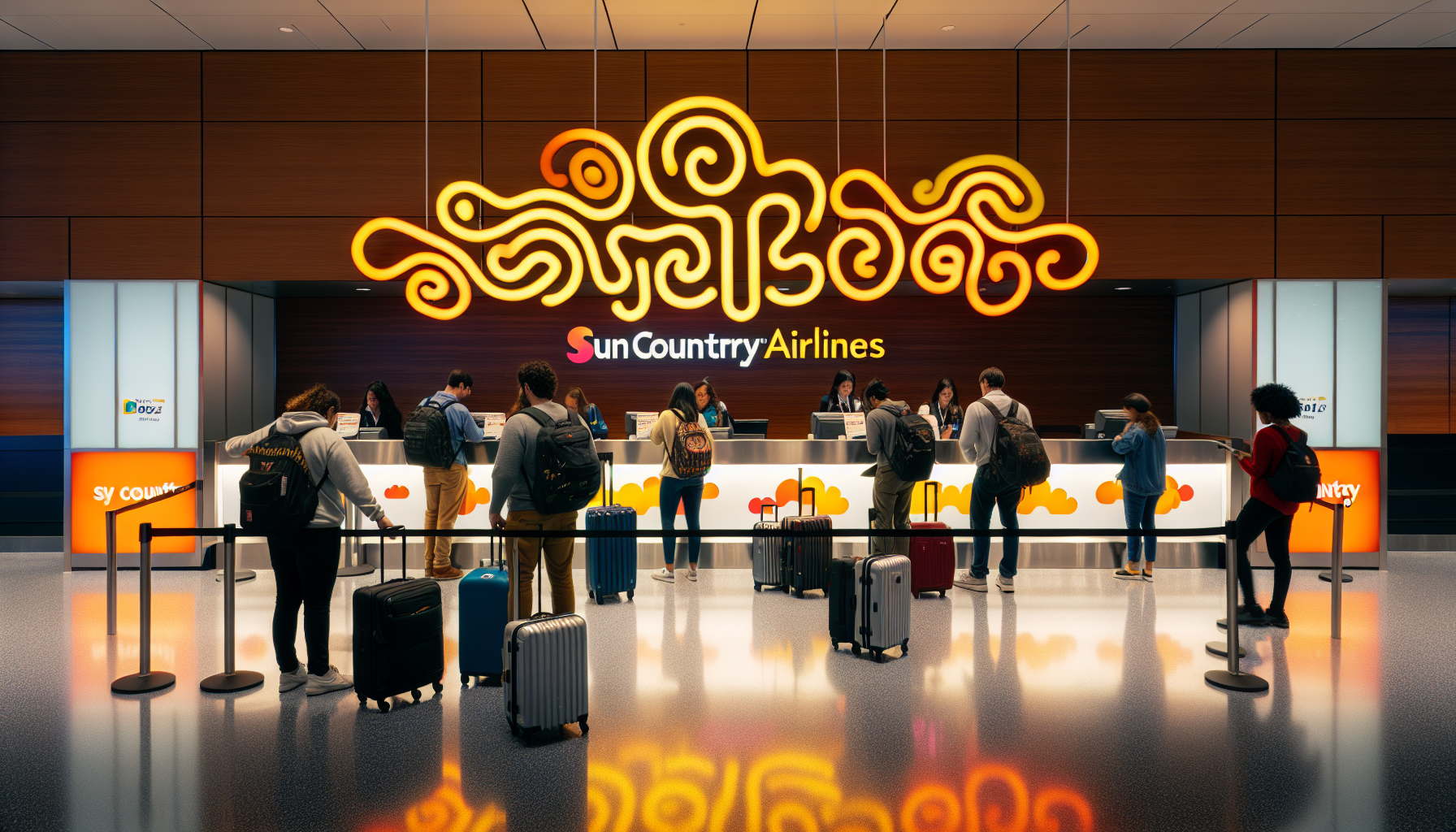 Sun Country Airlines check-in at Newark Airport