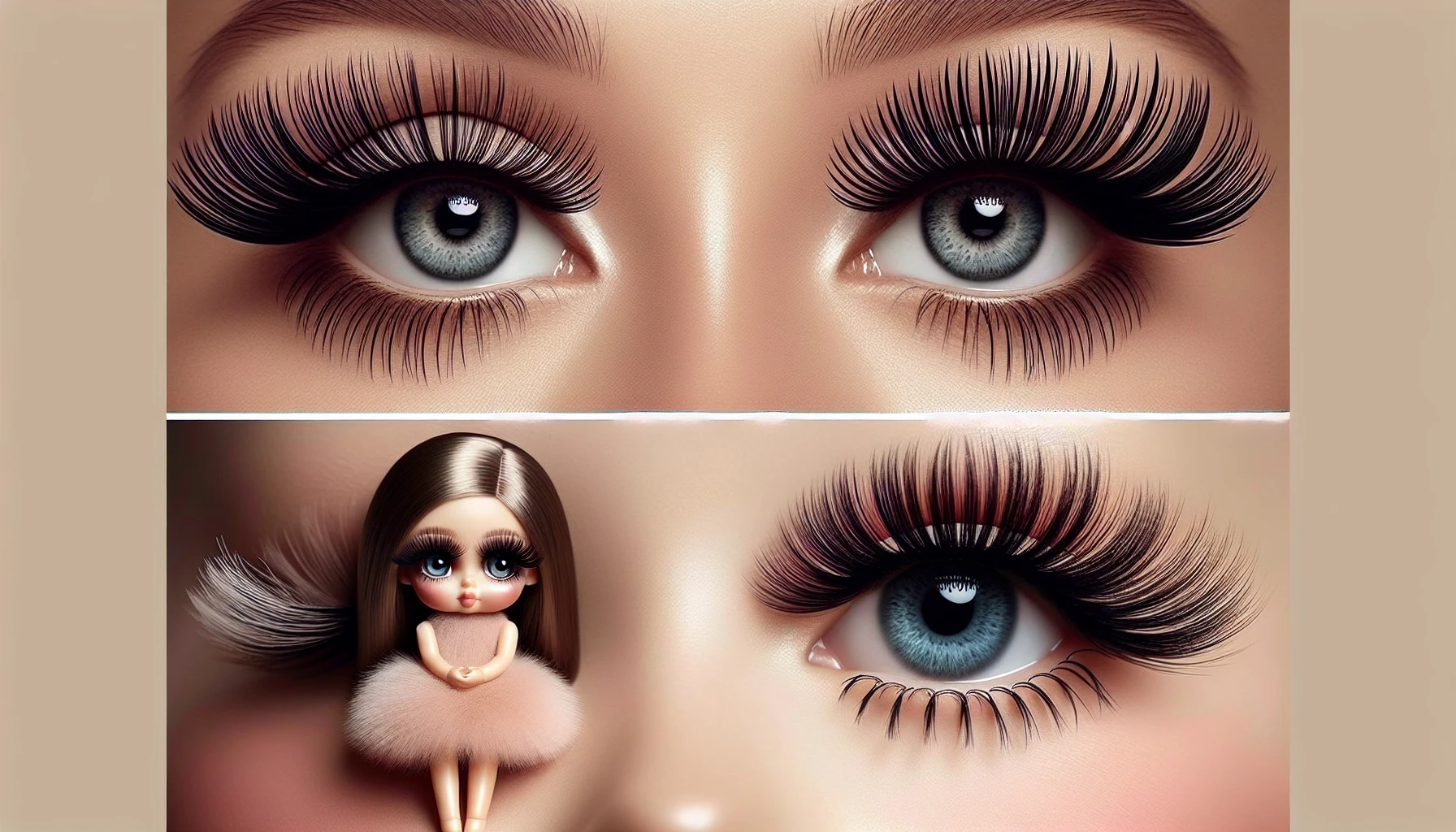 Two sets of eyelashes with different styles