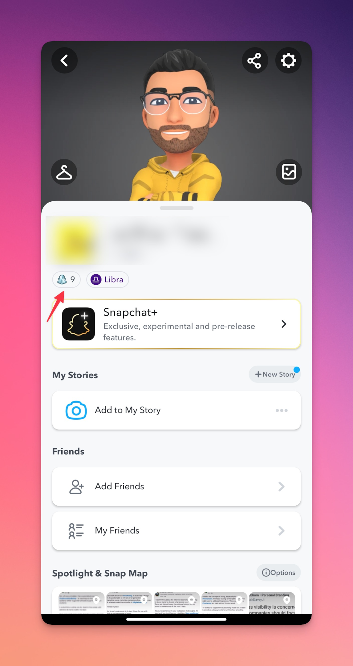 Remote.tools pointing out the Snapchat score your Snapchat profile