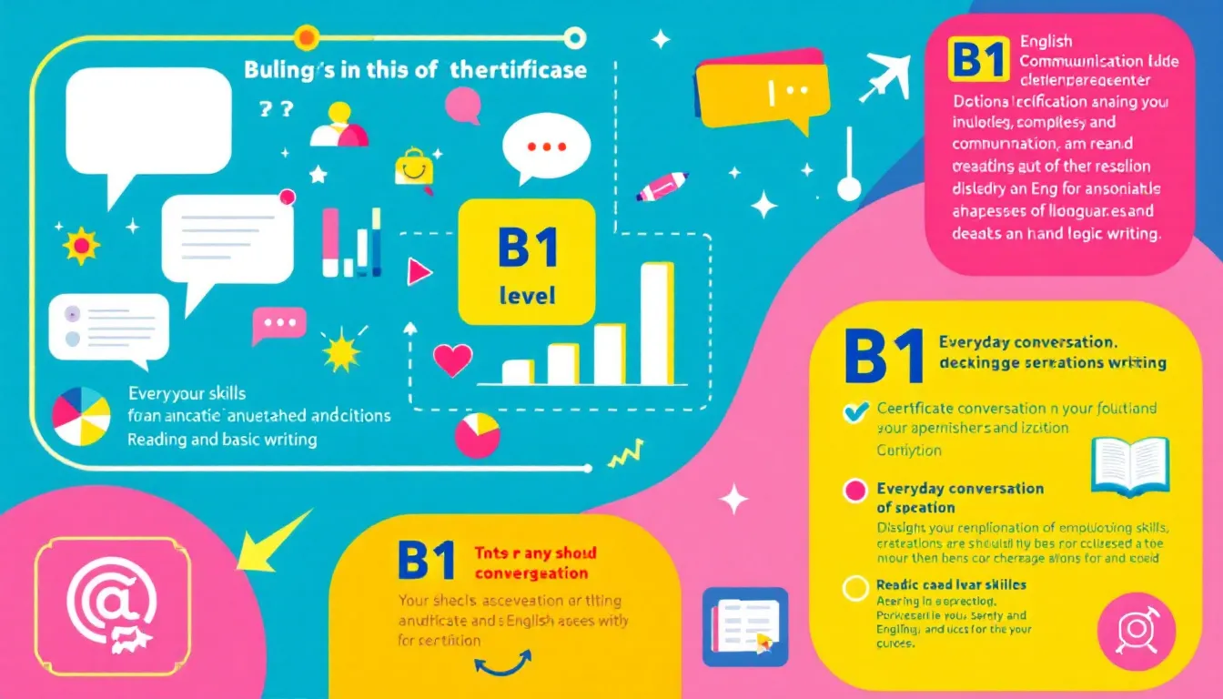 Una representación gráfica del nivel B1 de inglés, mostrando su definición y características.