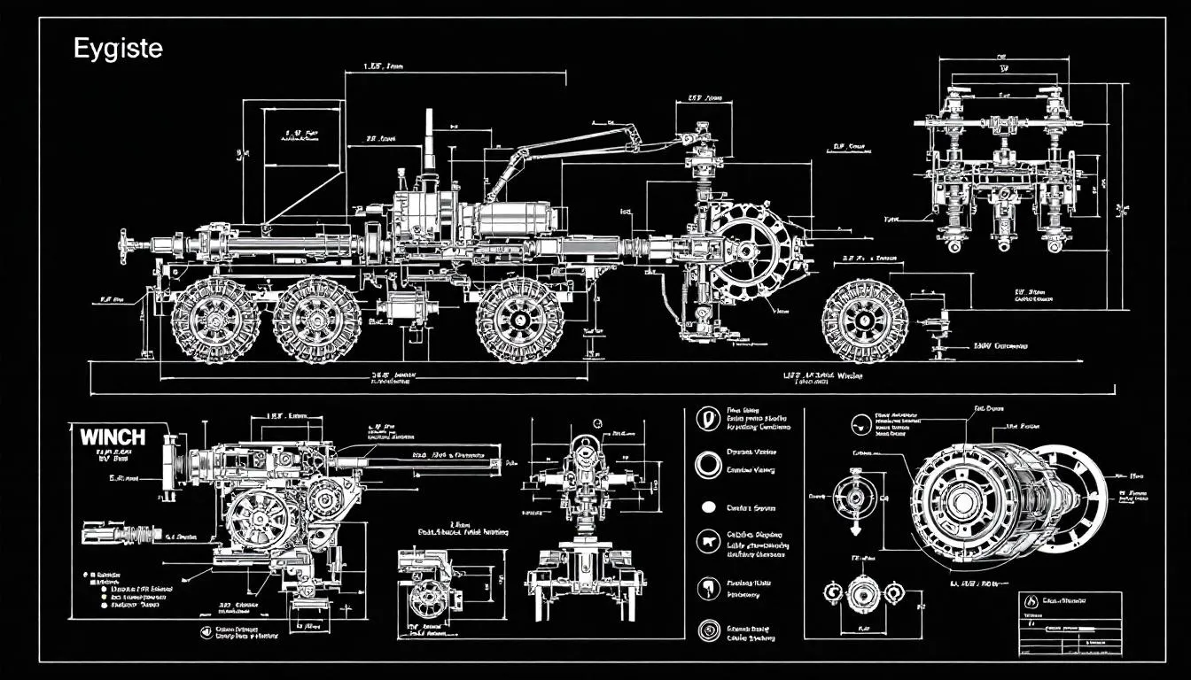 A truck equipped with an industrial hydraulic truck winch in action.