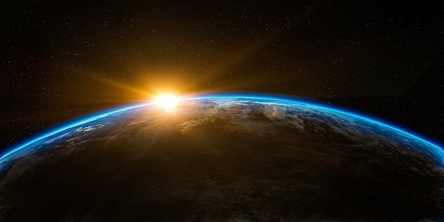 earth, space, sunlight