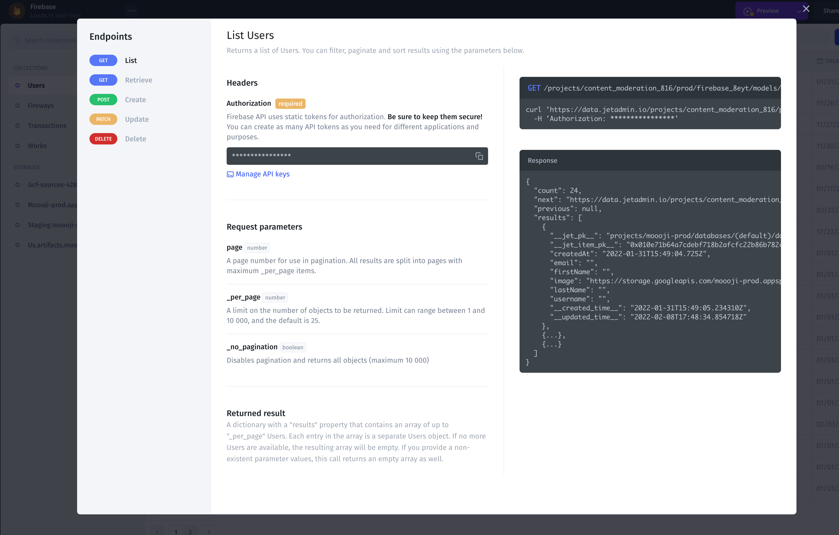 Export Firestore to CSV, JSON