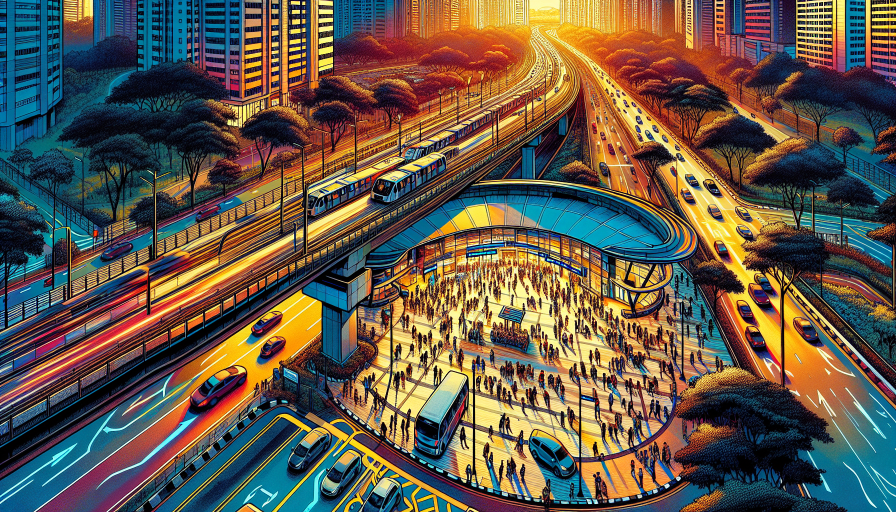 Illustration of Tanjong Katong MRT station and major roads