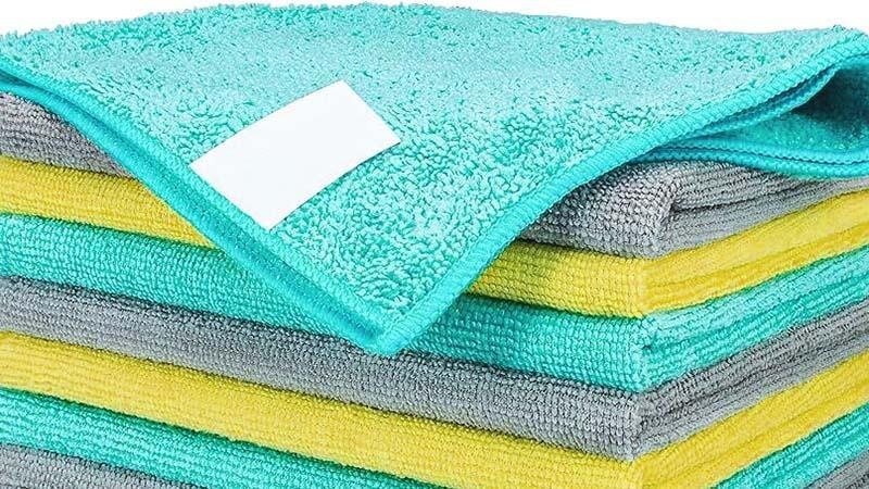 Stack of overlock microfiber towels