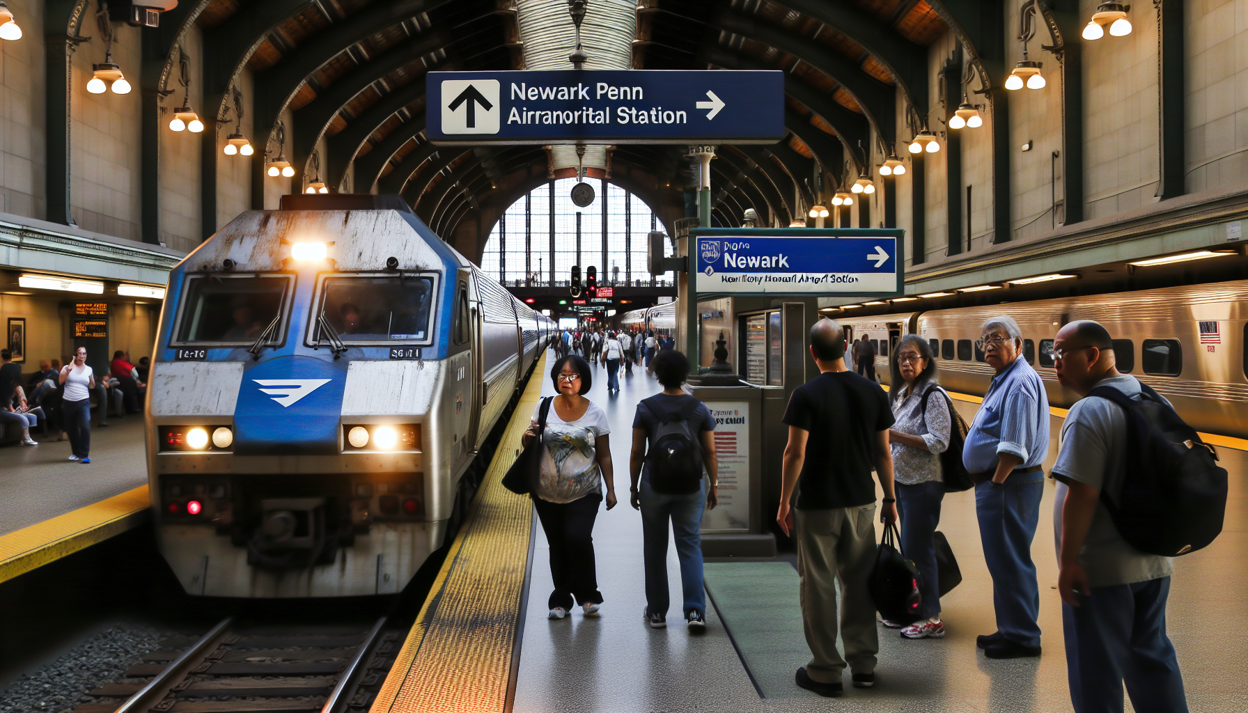 NJ Transit train arriving at Newark Penn Station