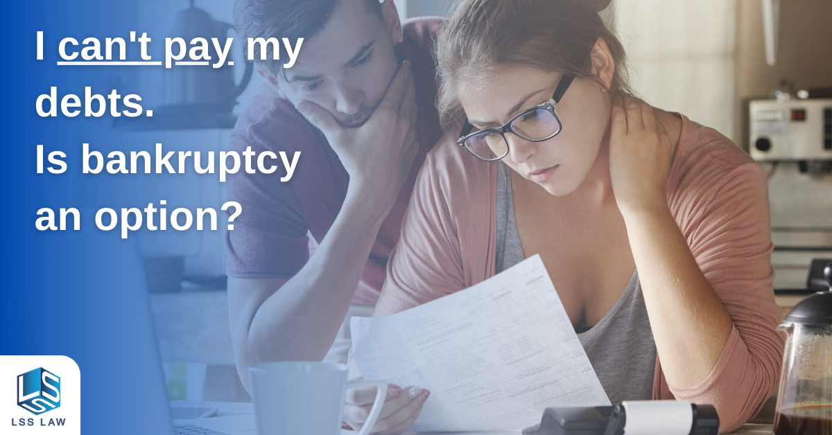 If you can't pay your debts back to creditors it's highly recommended to speak to a bankruptcy lawyer.