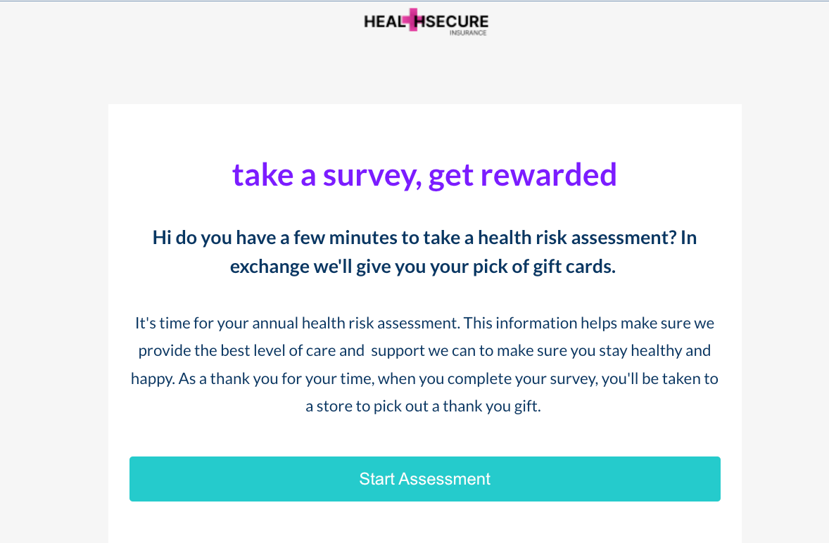 HubSpot for Healthcare Example of a Digital Health Risk Assessment Email