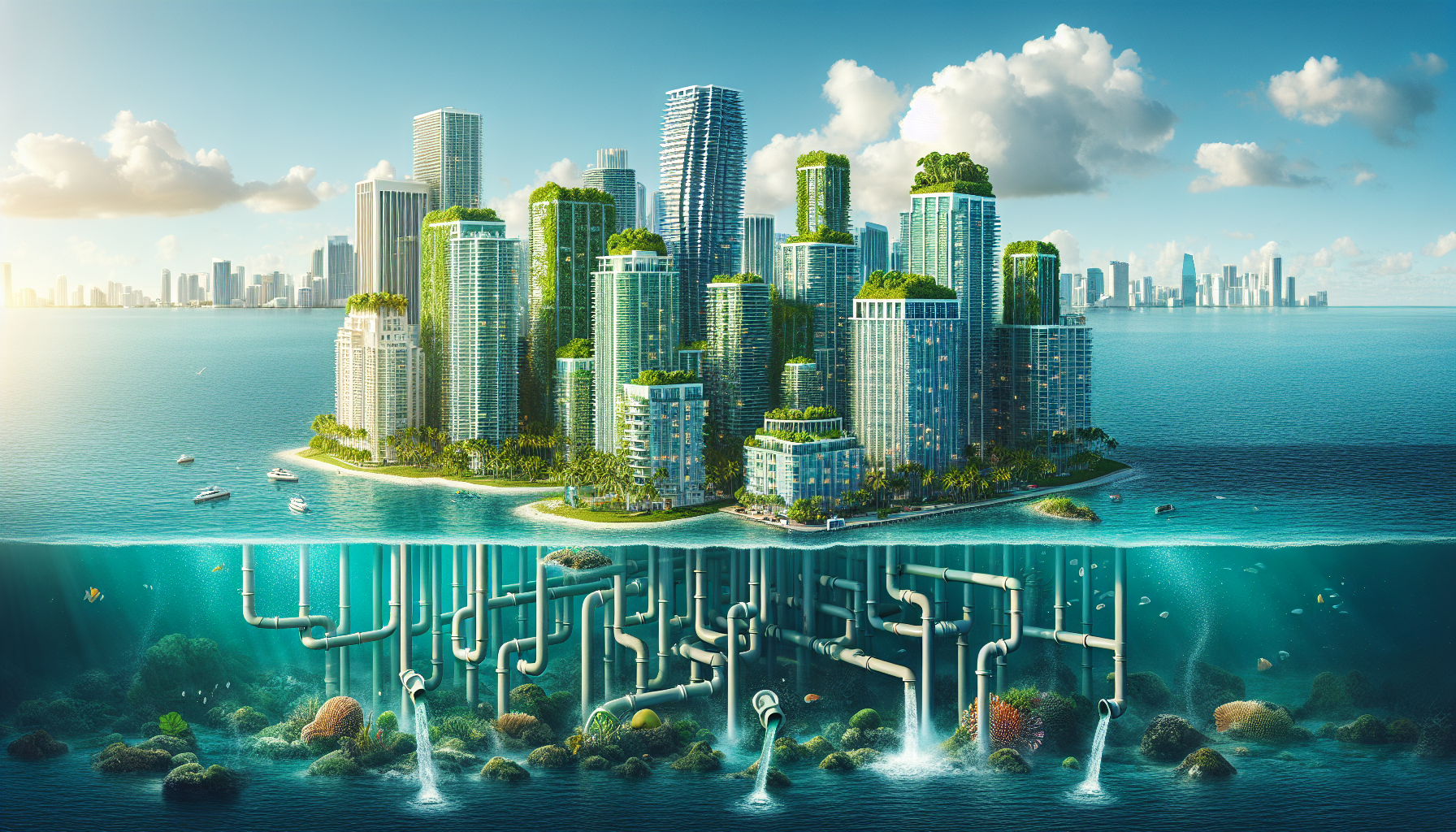 City skyline with environmental conservation concept