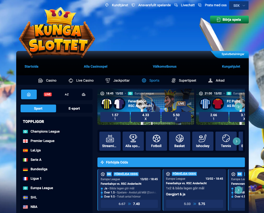 Kungaslottet casino sport