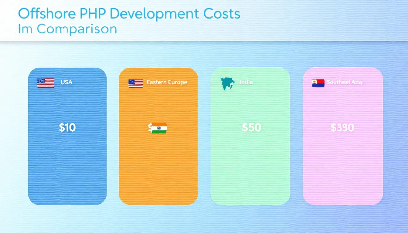 A chart comparing costs associated with hiring offshore PHP developers.