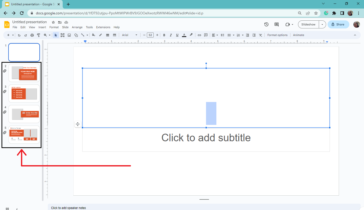 After you click "Import slides" your selected slides will be imported directly in Google Slides.