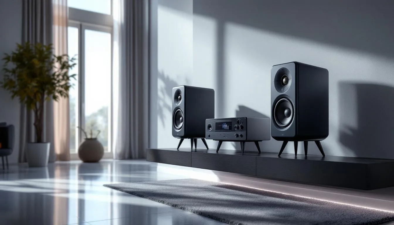 Enhancing bass response in a home theater with studio monitors.