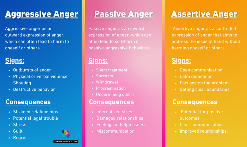 An infographic of the 3 types of anger