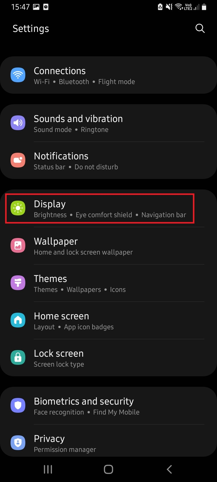 display settings android