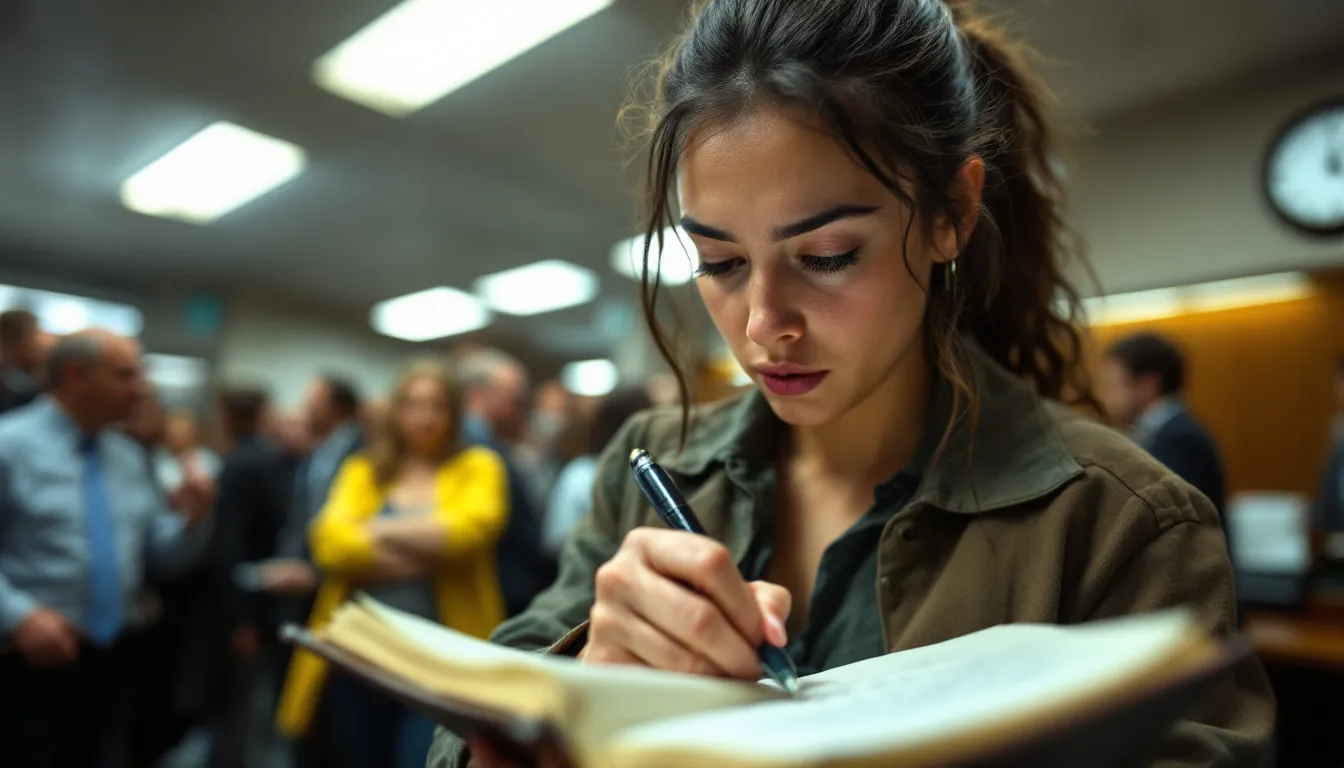 An individual taking notes after an accident, emphasizing the importance of gathering evidence.