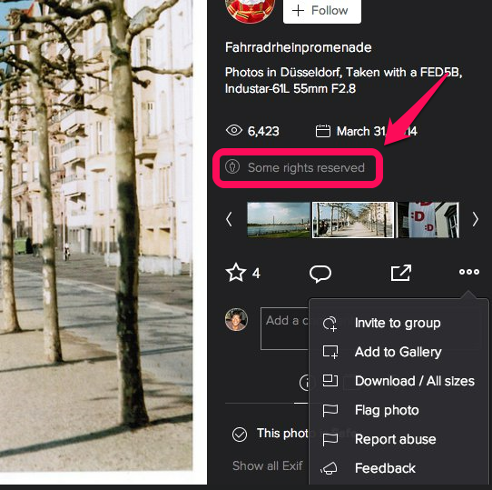 Creative Commons license on Instagram post