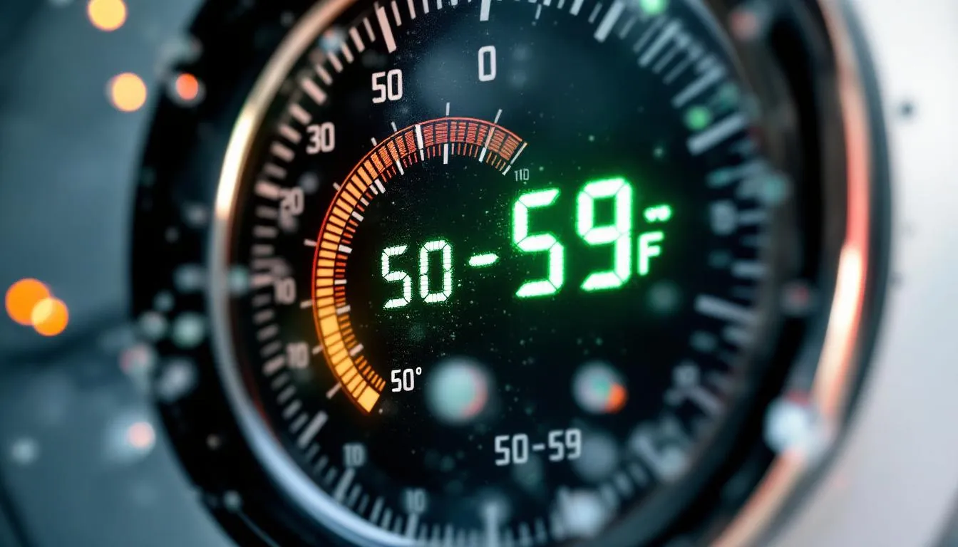 The image features a thermometer indicating an optimal temperature range of 50-59°F, which is ideal for cold plunge therapy. This temperature is used for cold water immersion to enhance mental focus and support muscle recovery before intense workouts.