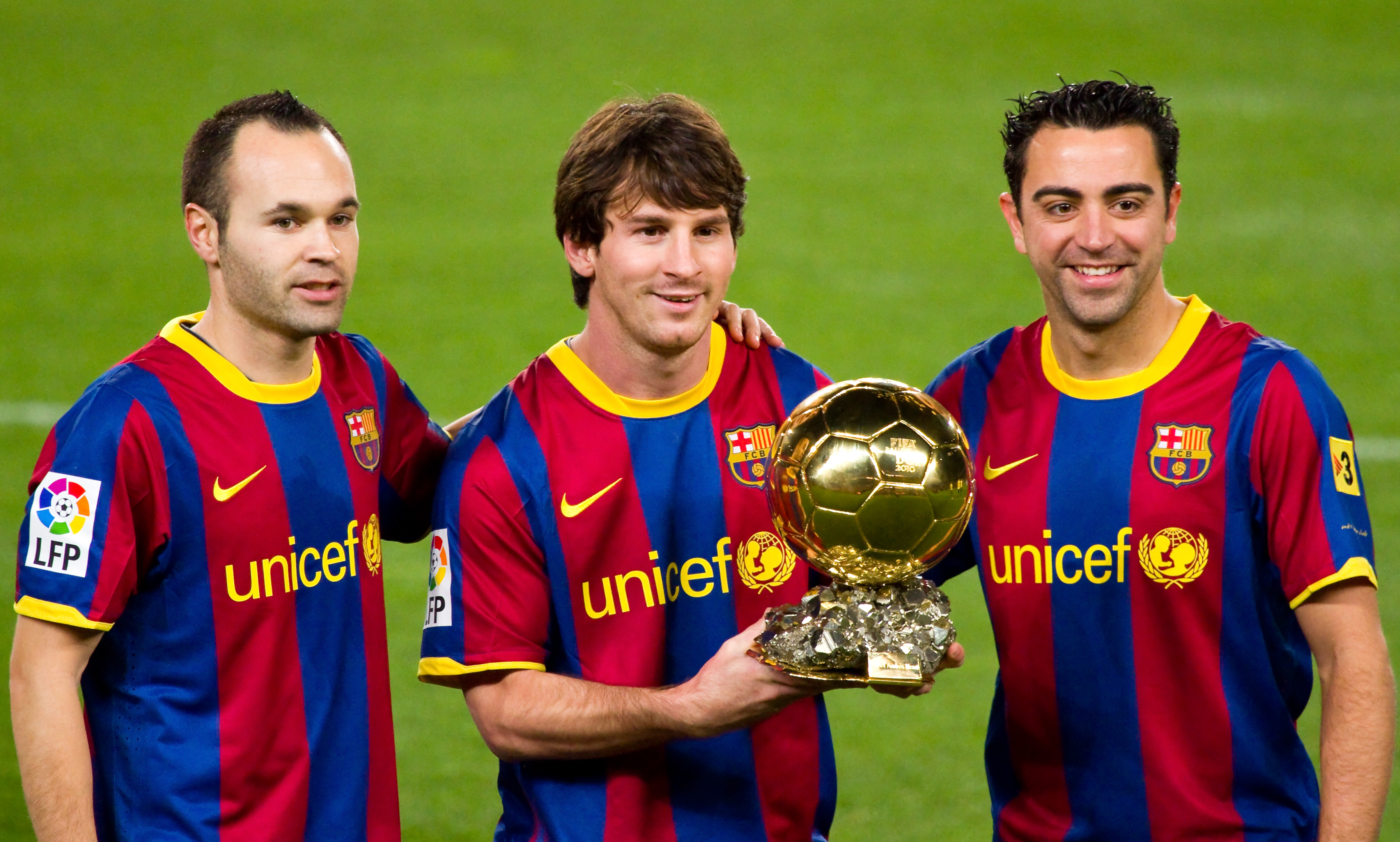 A picture of the list of Ballon d'Or winners of FC Barcelona.