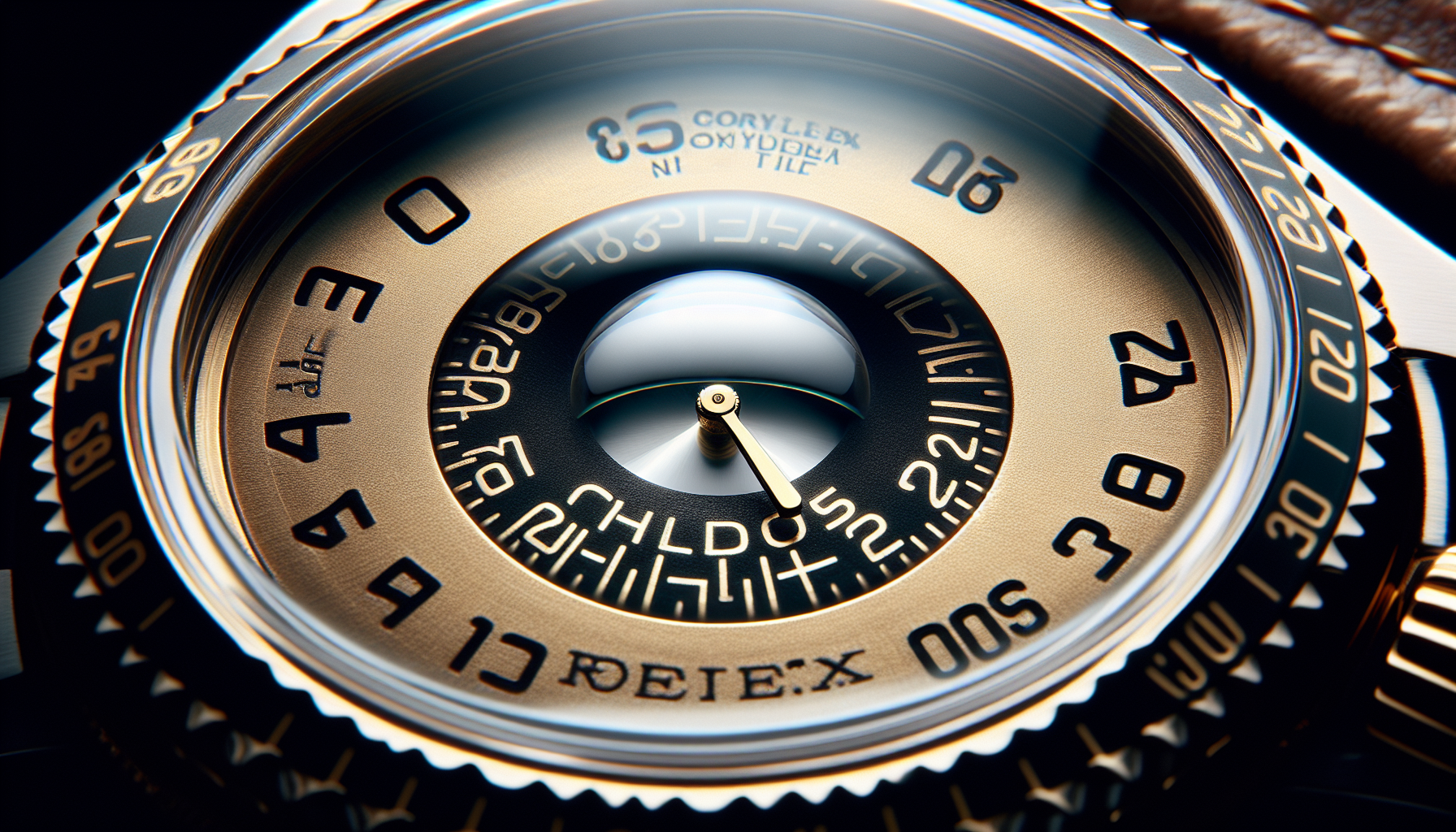 Magnified view of a Rolex Cyclops lens over the date