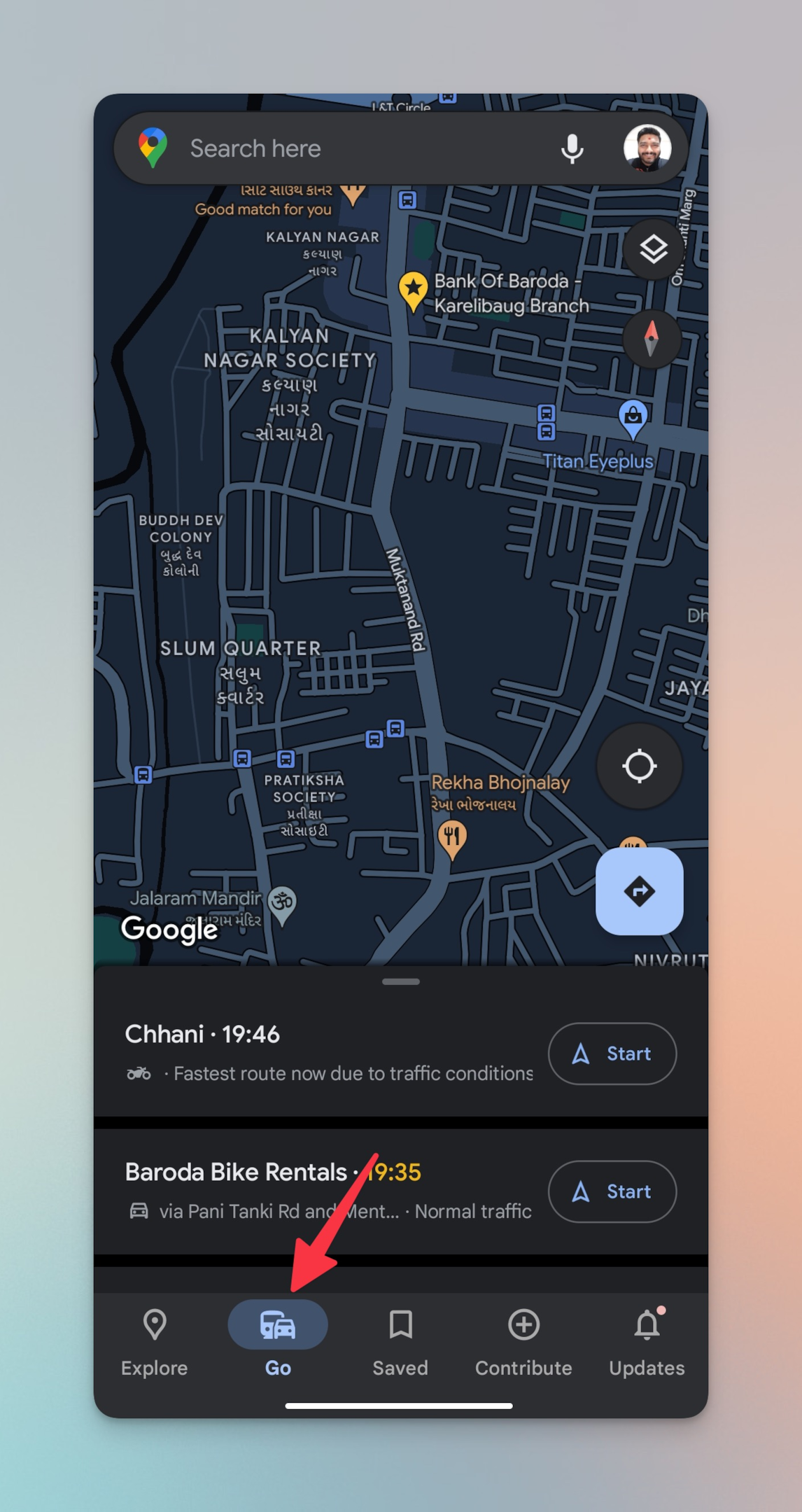 Remote.tools pointing to Go button to find all the pinned locations on Google maps