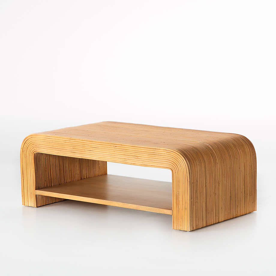 multi-tier coffee table with waterfall edge