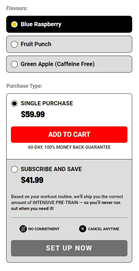 Crazy Nutrition Pre-train pricing