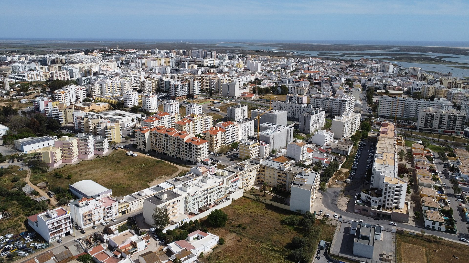 An aerial view of Faro, Portugal