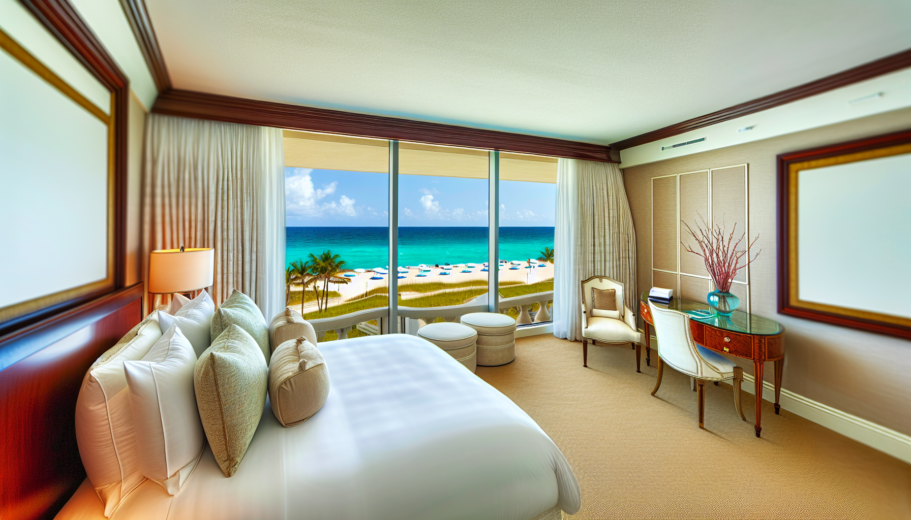 Luxurious room with oceanfront view at Ritz Carlton Fort Lauderdale