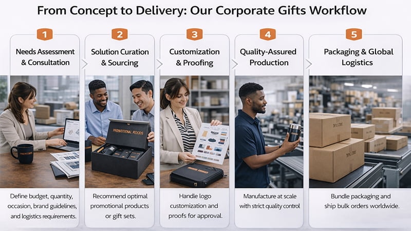 Corporate gifts workflow in 5 steps