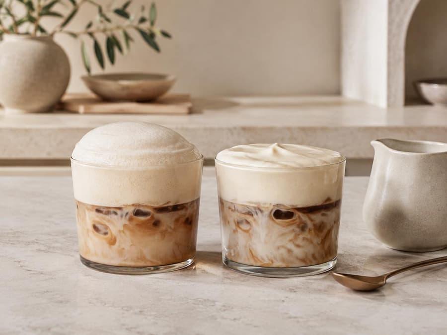 Airy cold foam and rich sweet-cream foam shown side by side