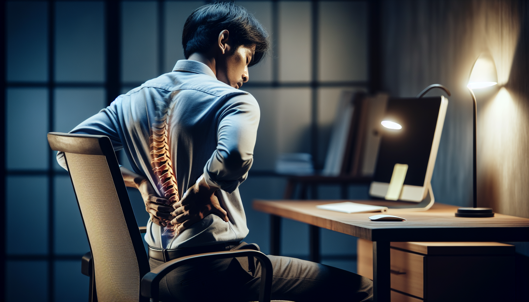 Person with poor posture causing strain on the spine