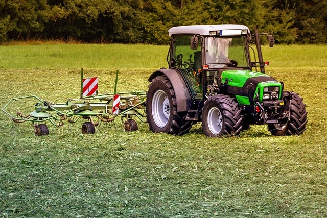 tractor, mower, pasture