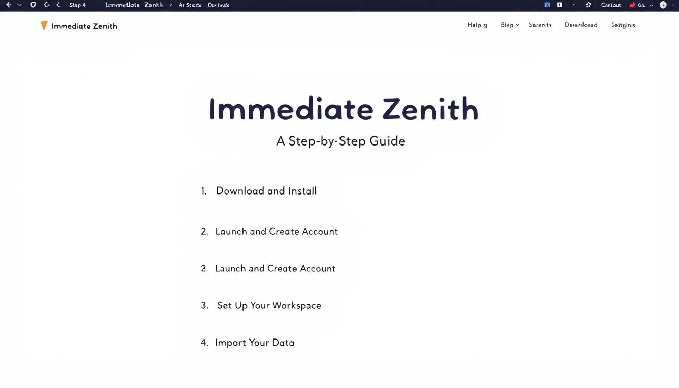 A step-by-step visual guide to getting started with Immediate Zenith.