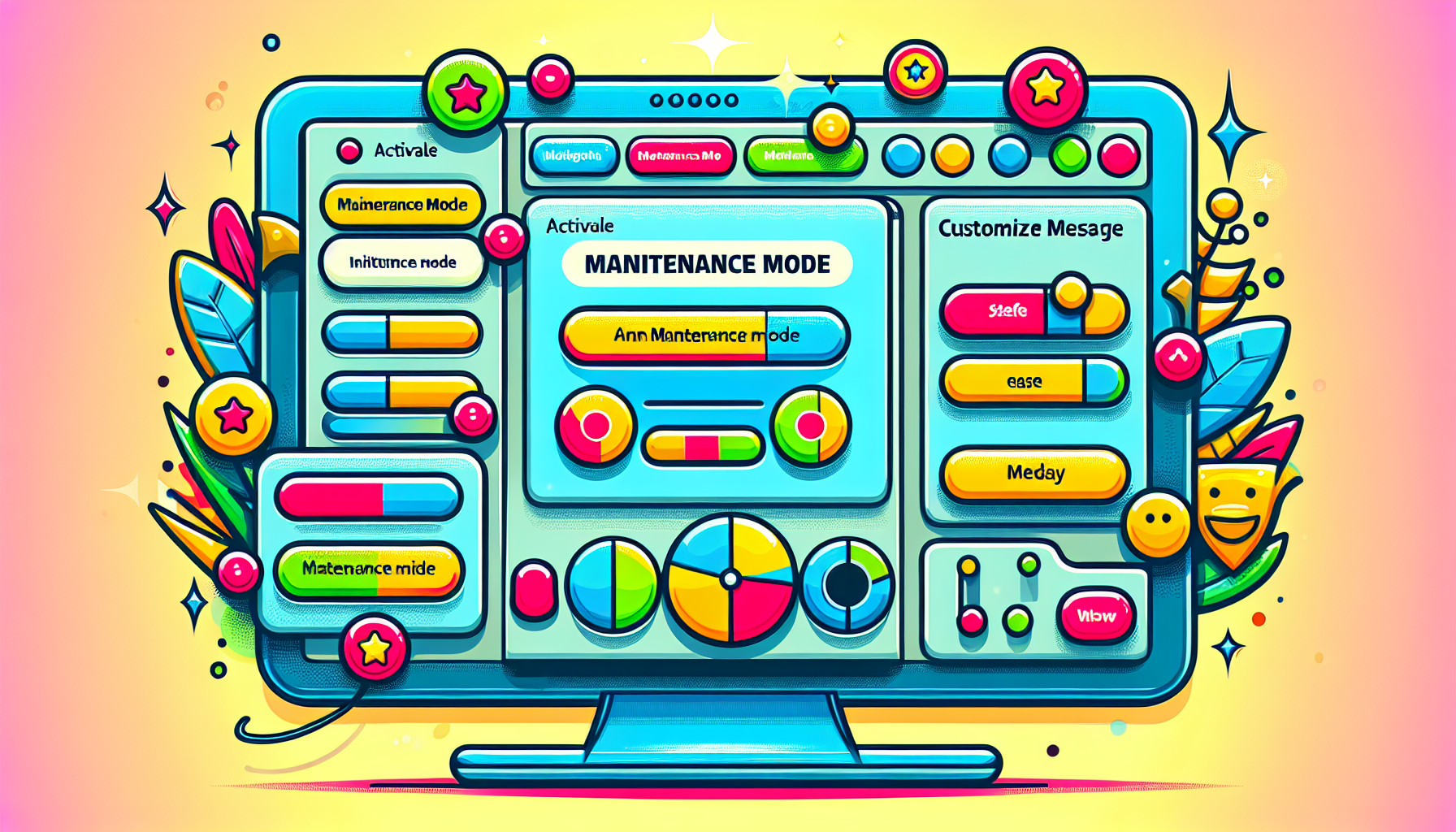 An illustration of a plugin interface for enabling maintenance mode on WordPress.