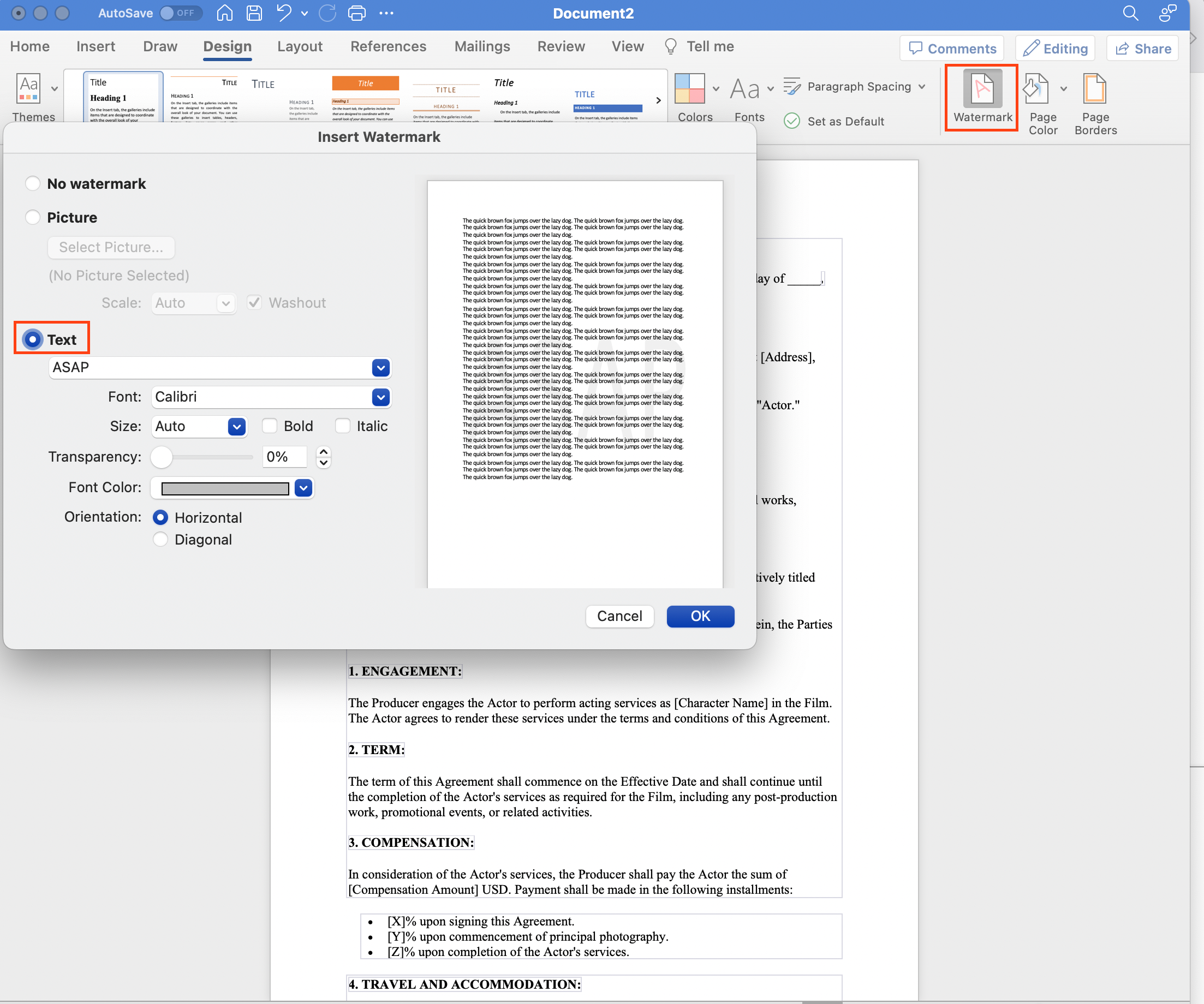 How to Create a Text Watermark in Word