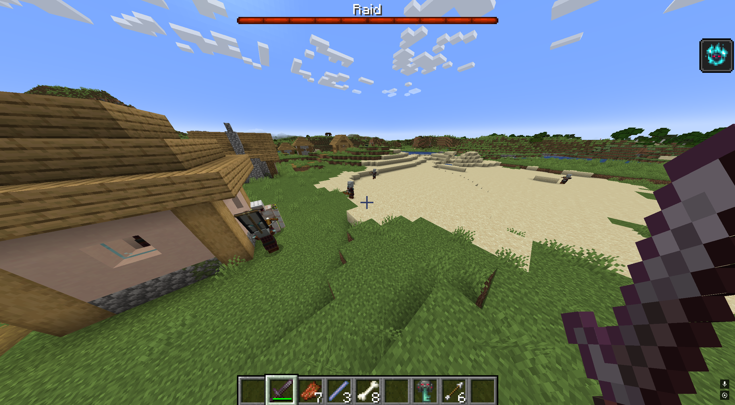 Elsewhere on the site we have a full guide on Minecraft Raids. Lower the health bar up top to defeat them.