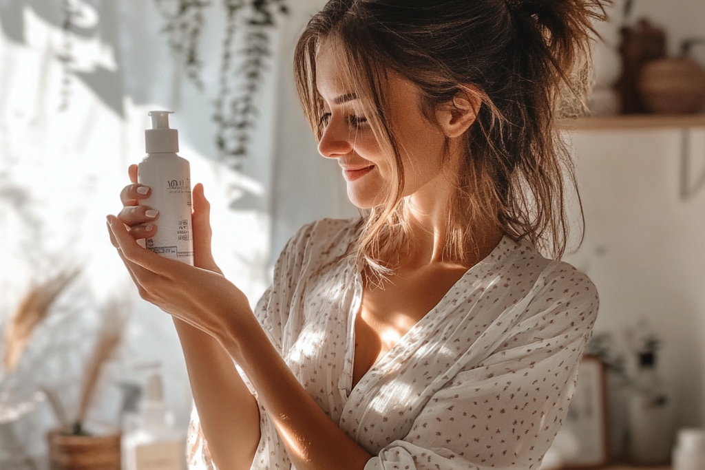 girl holding homemade body oil scent