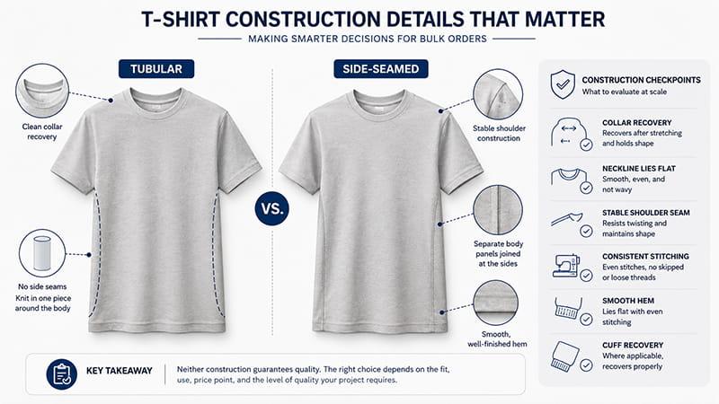 Tubular and side-seamed T-shirt construction comparison for bulk apparel sourcing