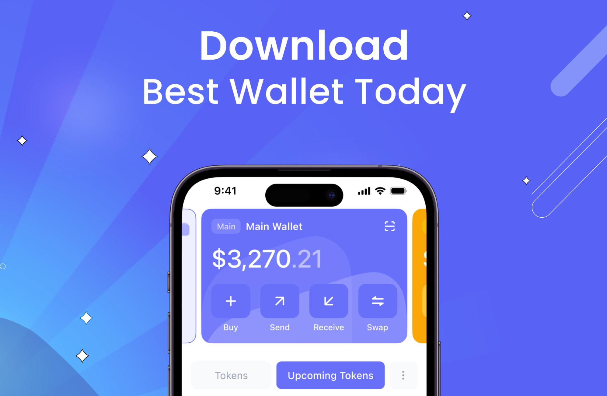 شاشة تعرض تطبيق محفظة Best Wallet وعبار download app تدعو لتحميل التطبيق اليوم