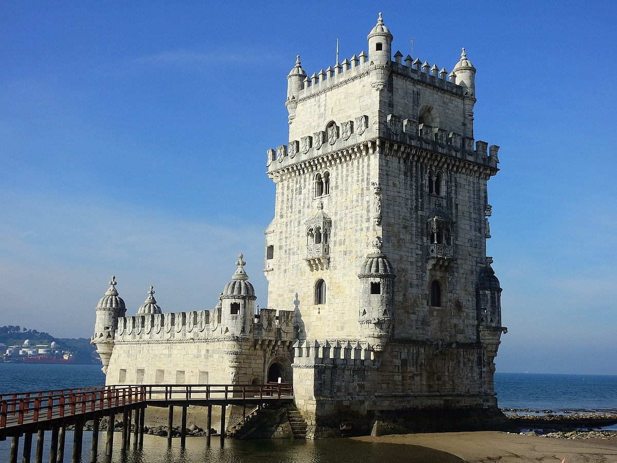 A view of Lisbon's Belem Tower with the Tagus River in the background
