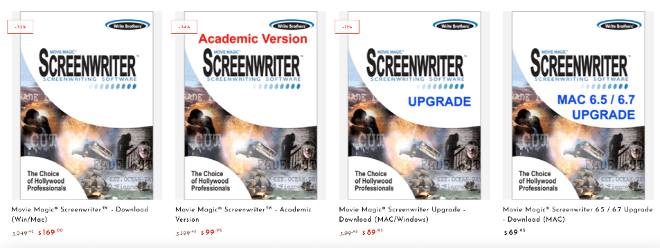 Movie Magic Screenwriter Script writing software - pricing