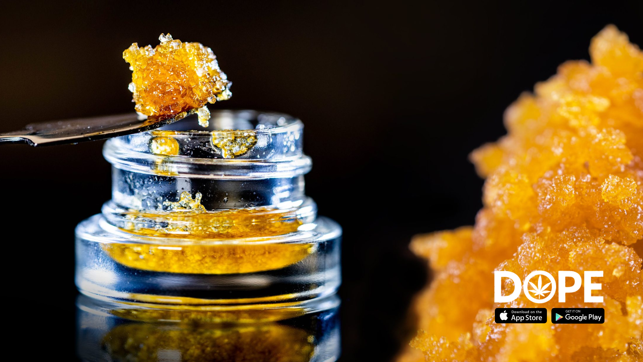 Different forms of THC concentrates including wax and shatter.