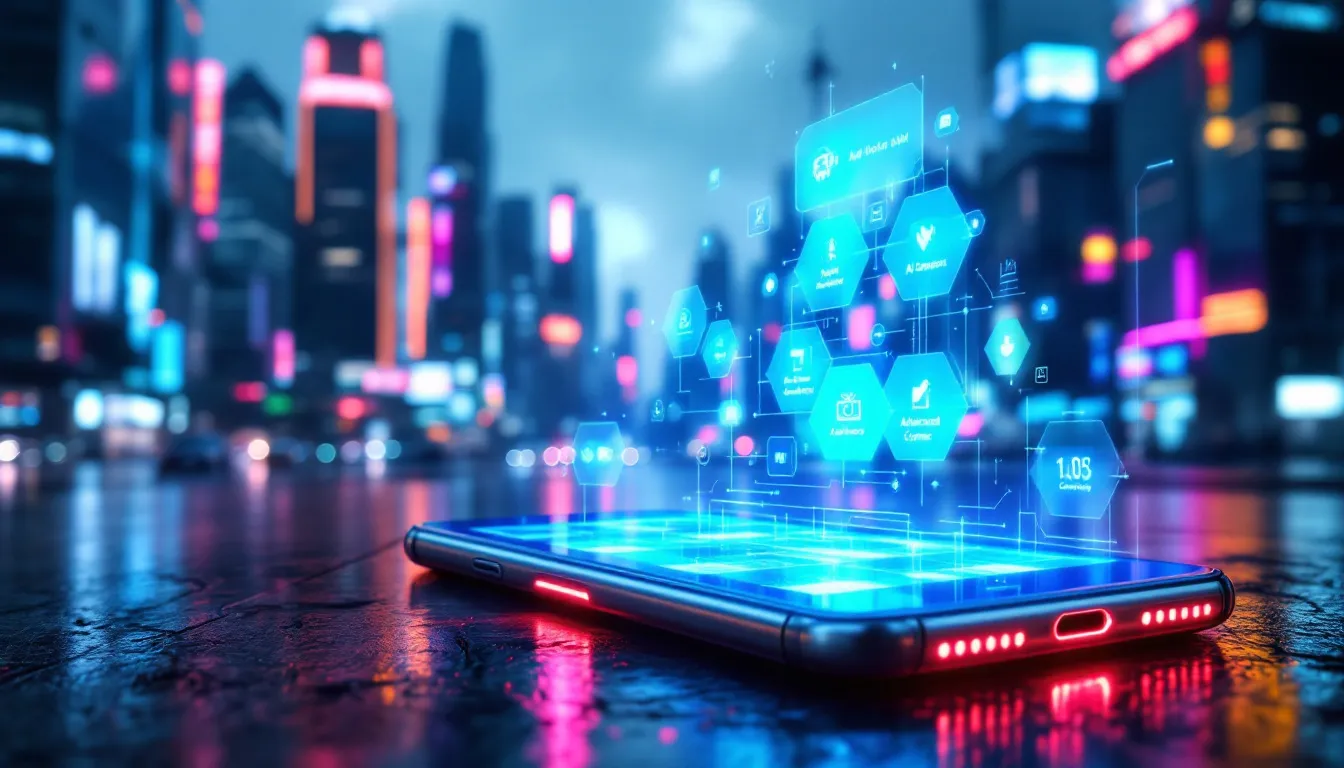 Wichtige KI-Funktionen in modernen Smartphones, einschließlich Kamerafunktionen und Sprachsteuerung.