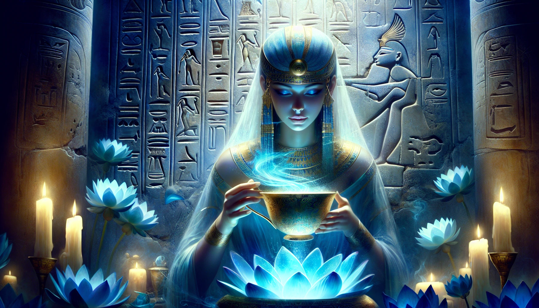 Ancient Egyptian Art Depicting Blue Lotus Ceremony