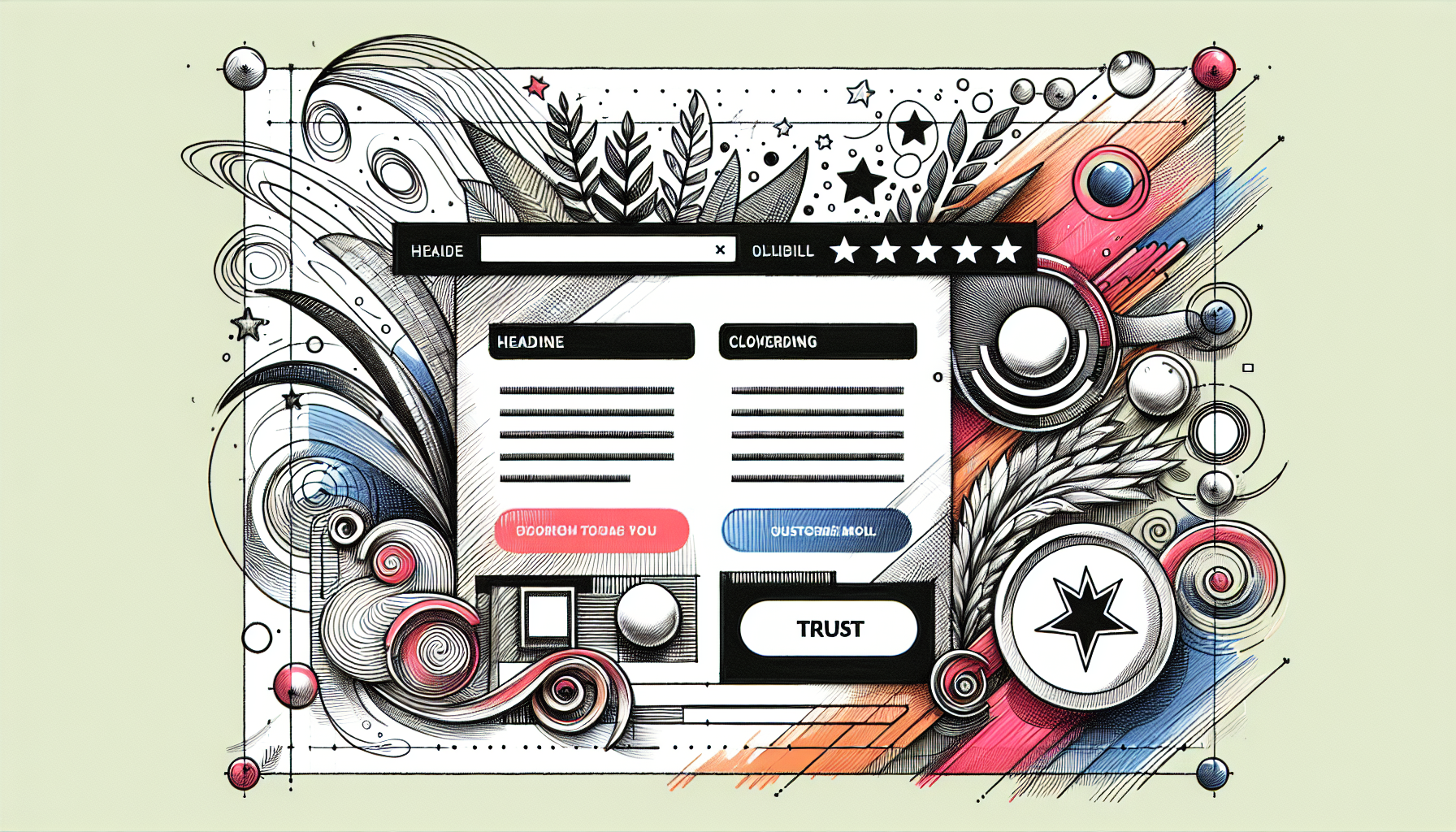 Illustration of key elements of a high converting landing page